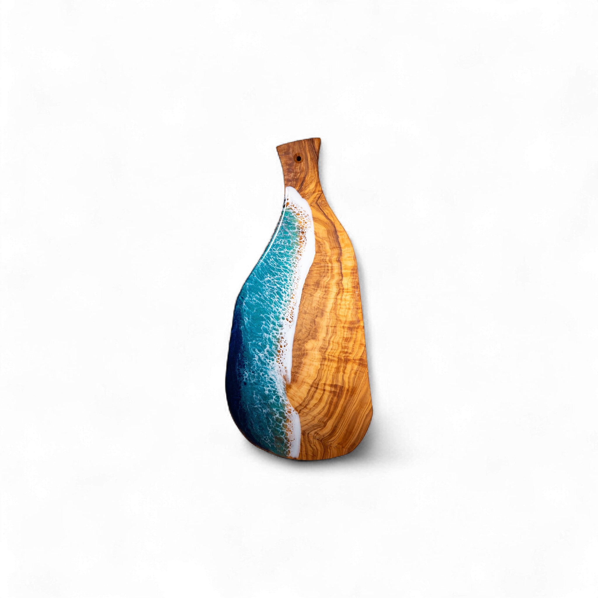 Handcrafted Ocean Wave Olive Wood Charcuterie Board - Serving Platter