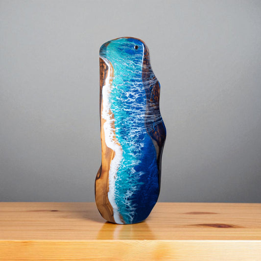 Handcrafted Ocean Wave Olive Wood Charcuterie Board - Serving Platter