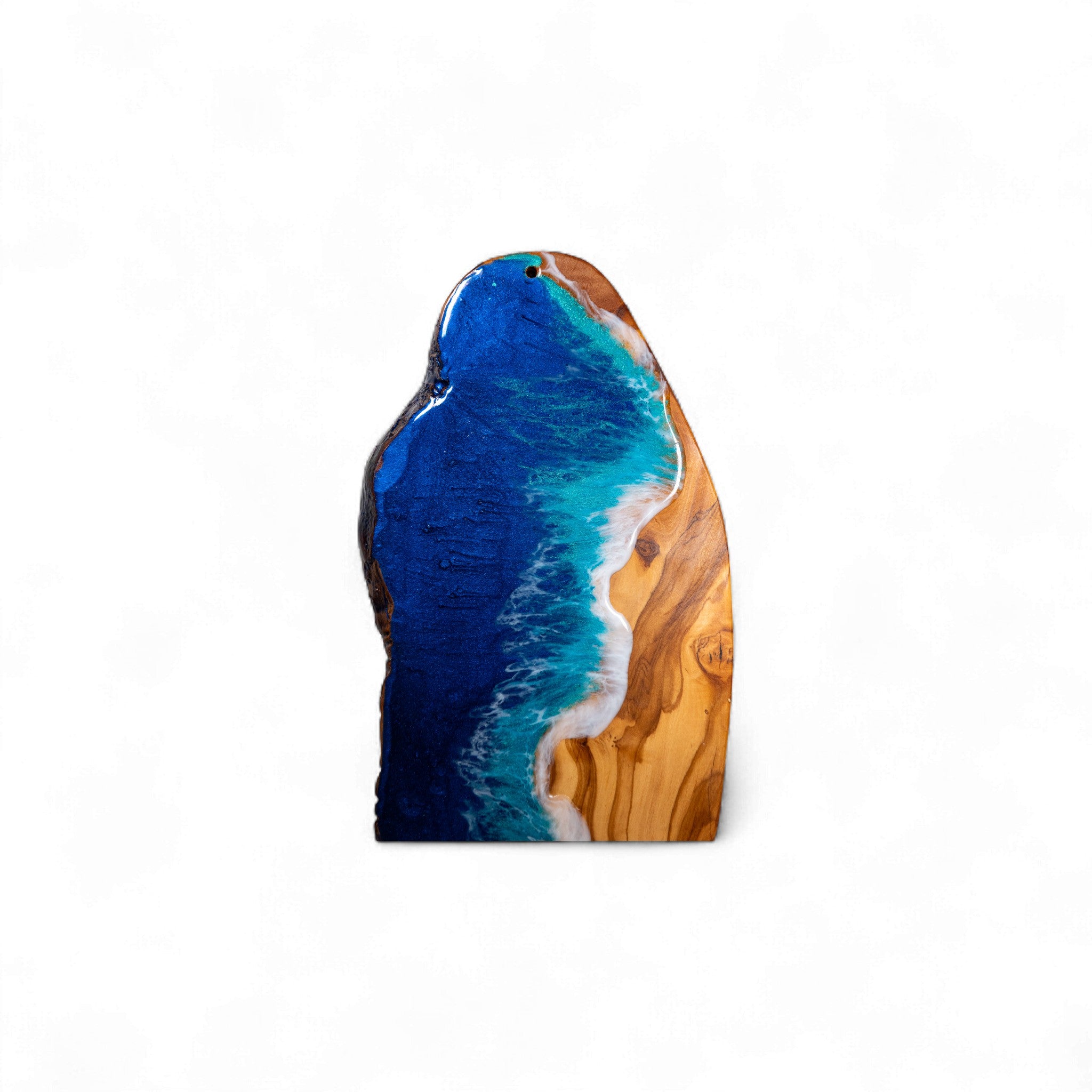 Handcrafted Ocean Wave Olive Wood Charcuterie Board - Serving Platter
