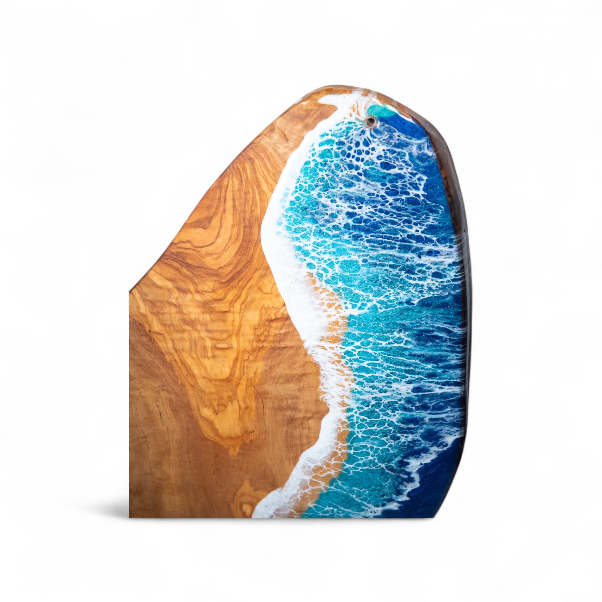 Handcrafted Ocean Wave Olive Wood Charcuterie Board - Serving Platter