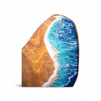 Handcrafted Ocean Wave Olive Wood Charcuterie Board - Serving Platter