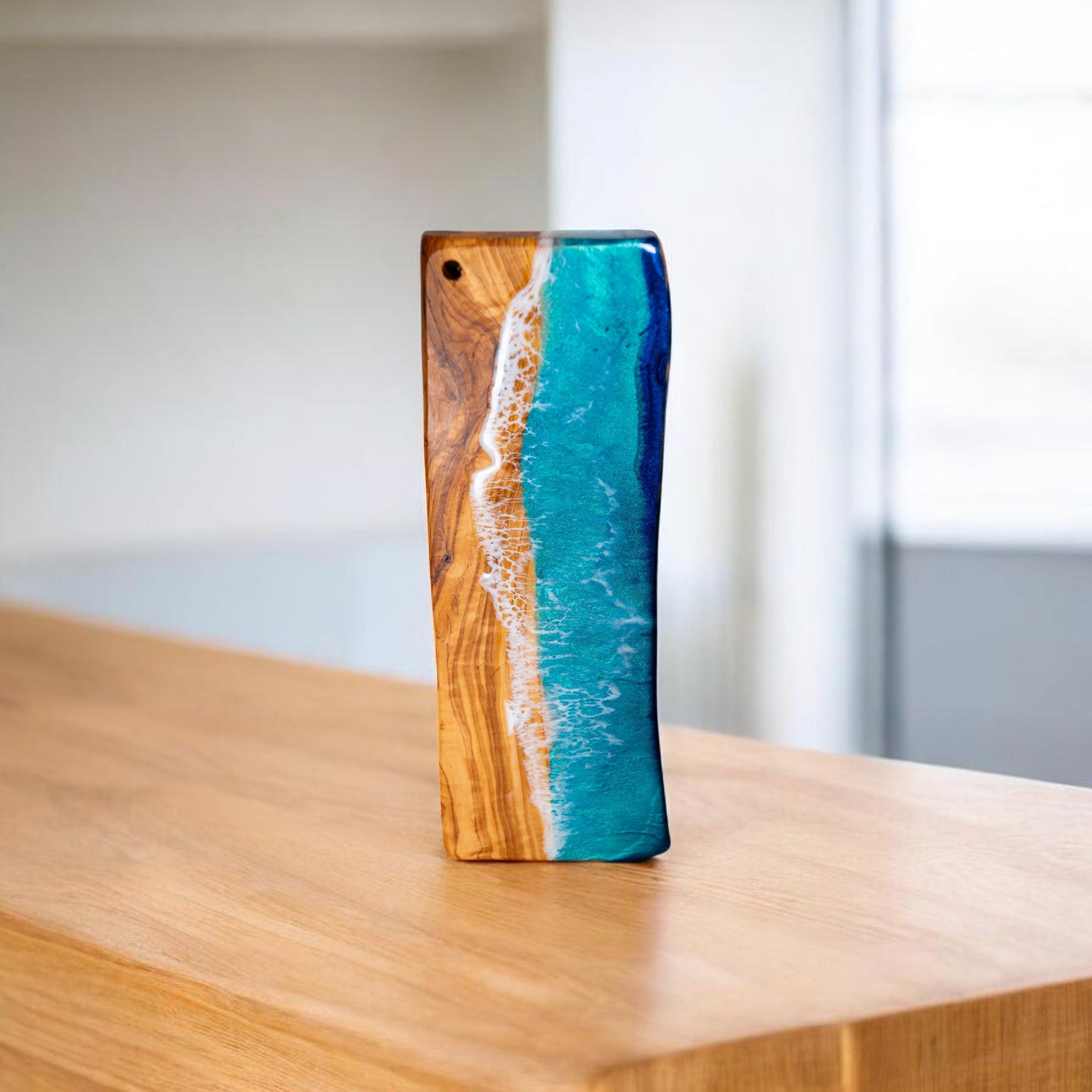 Handcrafted Ocean Wave Olive Wood Charcuterie Board- Serving Platter