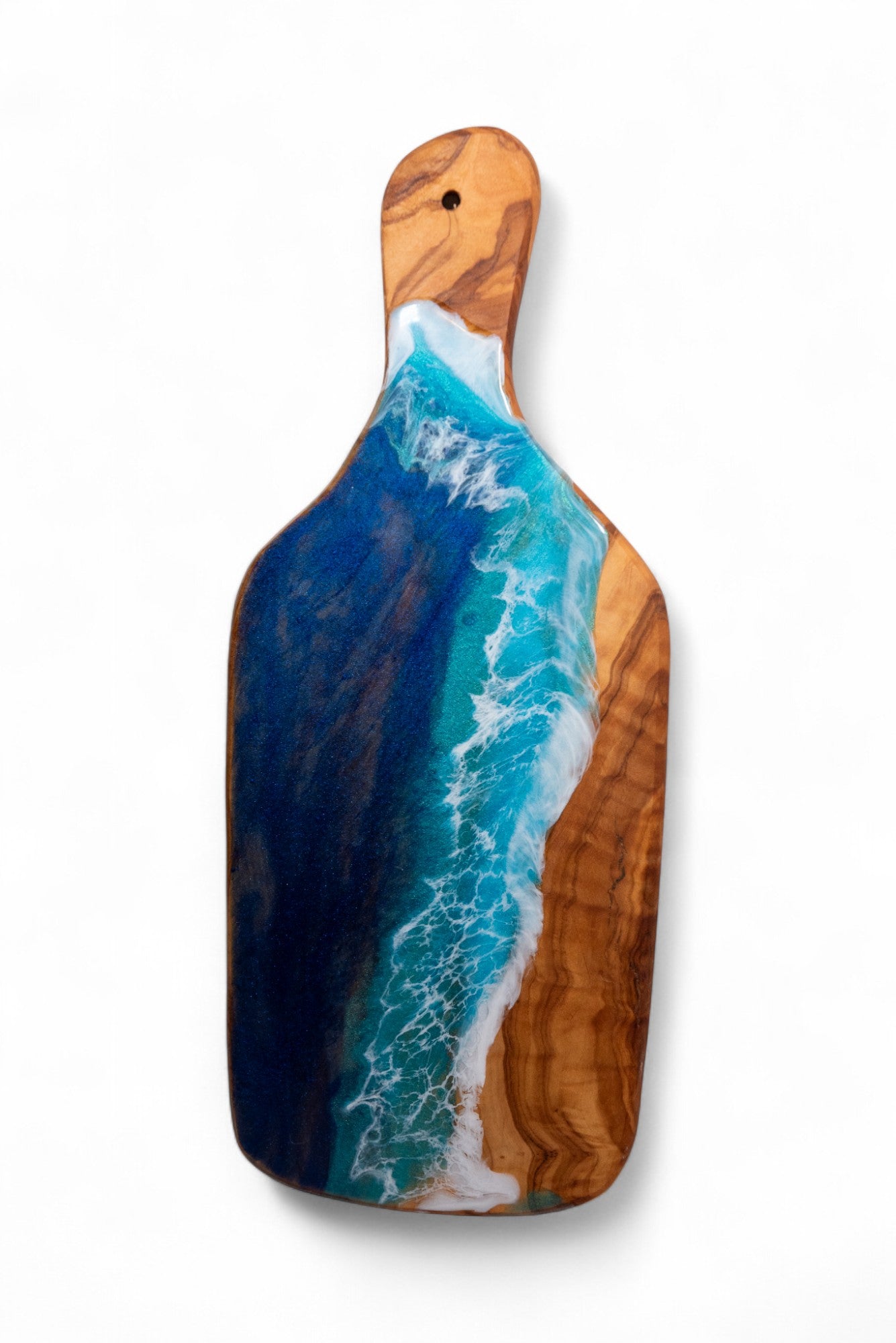 Handcrafted Ocean Wave Olive Wood Charcuterie Board - Serving Platter