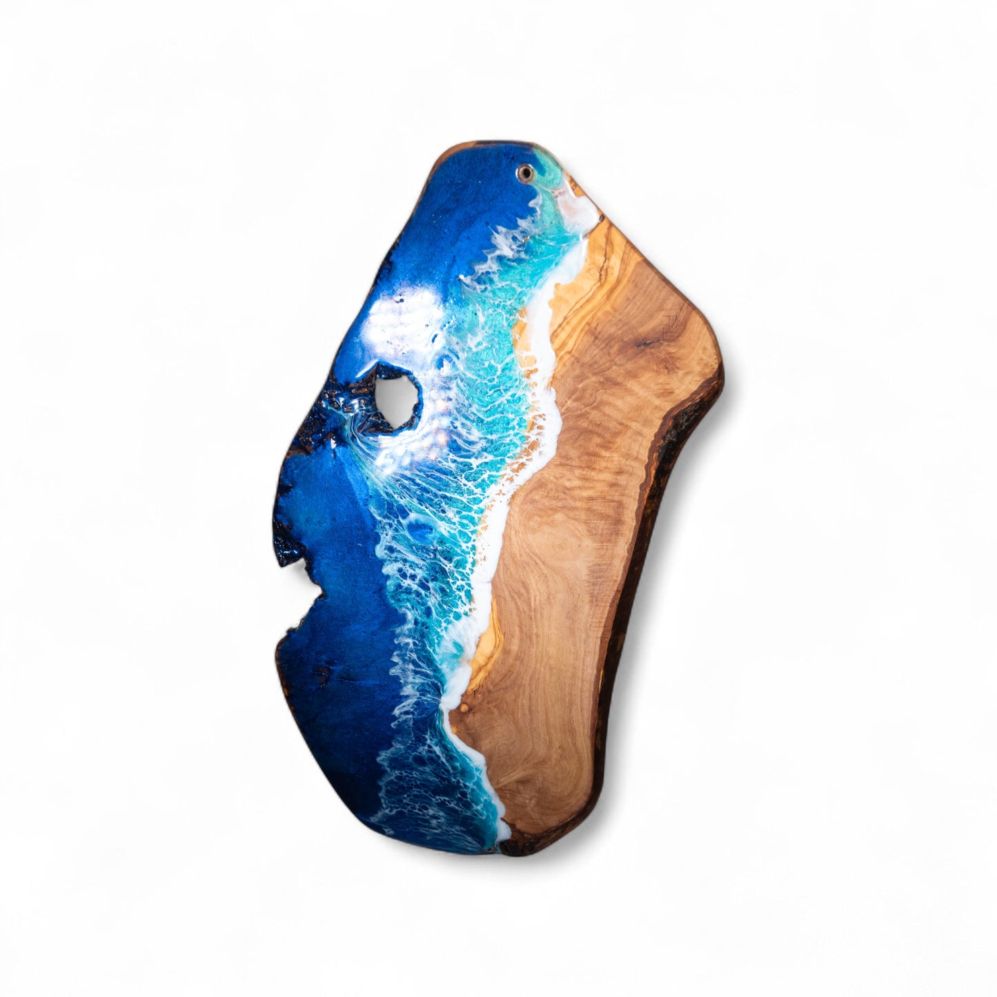 Handcrafted Ocean Wave Olive Wood Charcuterie Board - Serving Platter
