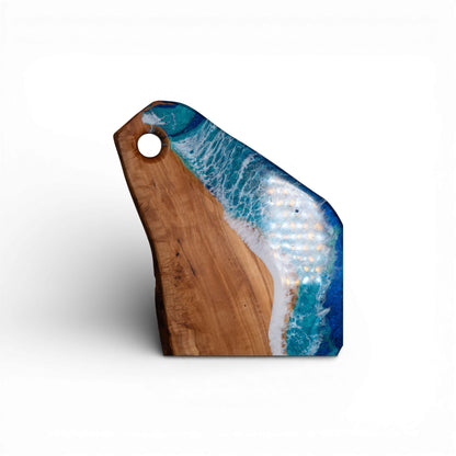 Handcrafted Ocean Wave Olive Wood Charcuterie Board - Serving Platter
