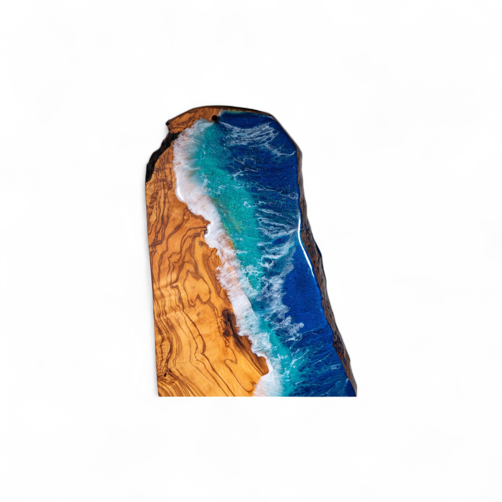 Handcrafted Ocean Wave Olive Wood Charcuterie Board - Serving Platter
