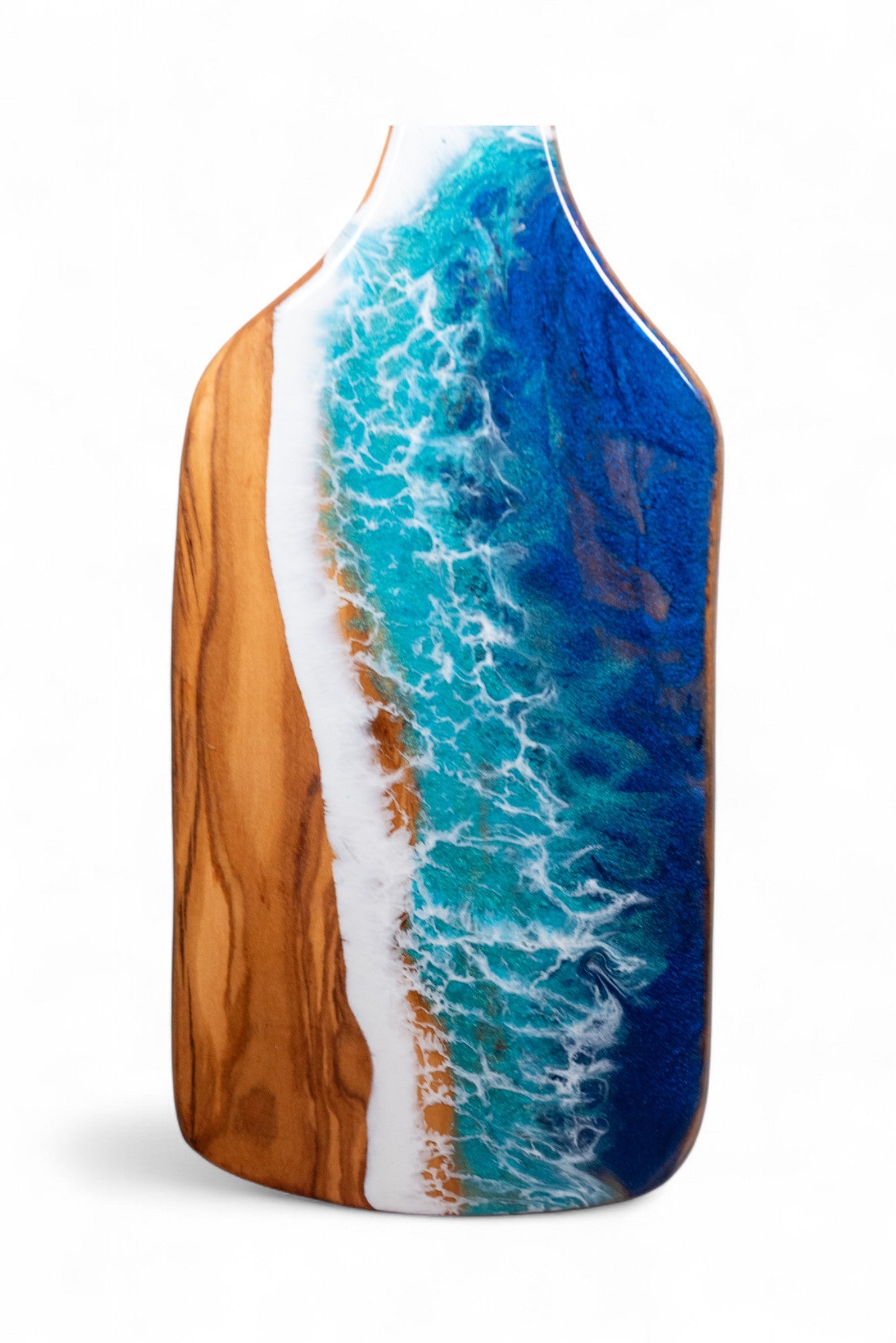 Handcrafted Ocean Wave Olive Wood Charcuterie Board - Serving Platter