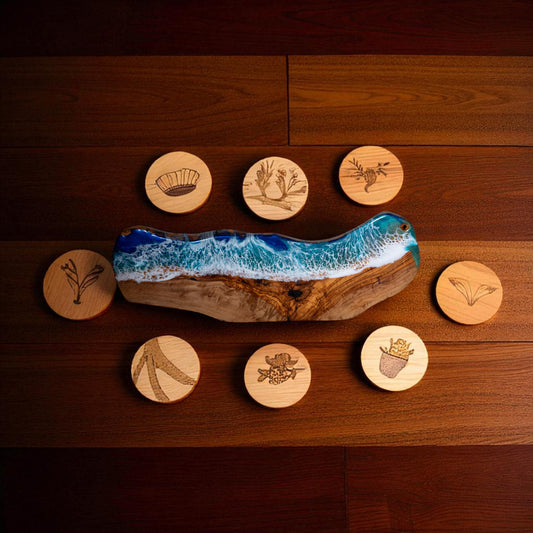 Handcrafted Ocean Wave Olive Wood Charcuterie Board - Serving Platter