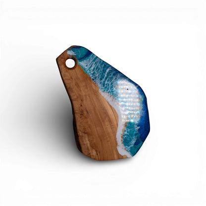 Handcrafted Ocean Wave Olive Wood Charcuterie Board - Serving Platter