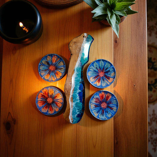 Handcrafted Ocean Wave Olive Wood Charcuterie Board - Serving Platter