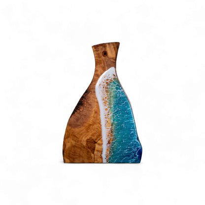 Handcrafted Ocean Wave Olive Wood Charcuterie Board - Serving Platter