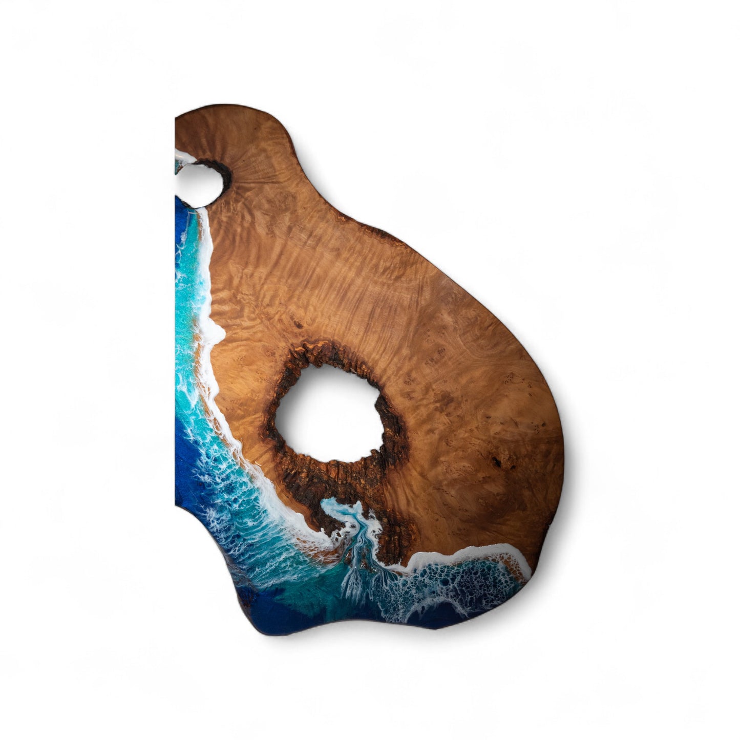 Handcrafted Ocean Wave Olive Wood Charcuterie Board - Serving Platter