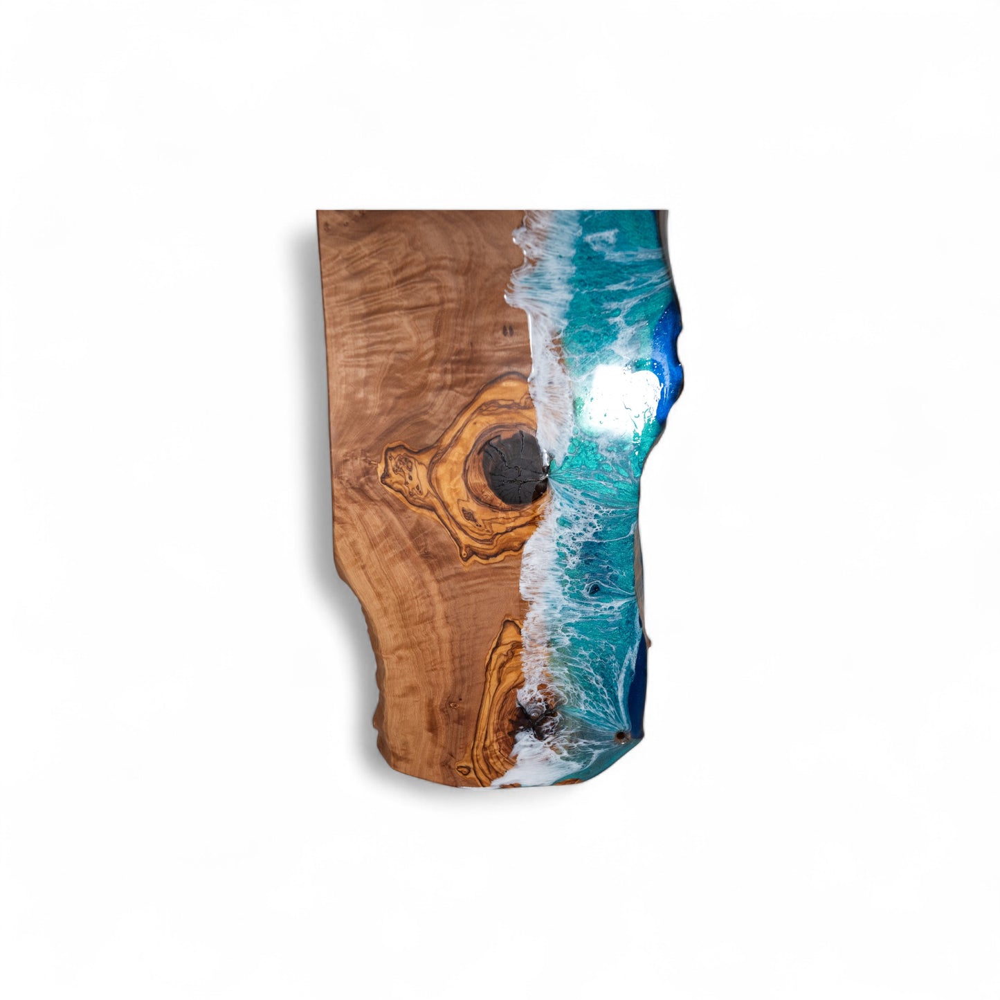 Handcrafted Ocean Wave Olive Wood Charcuterie Board - Serving Platter