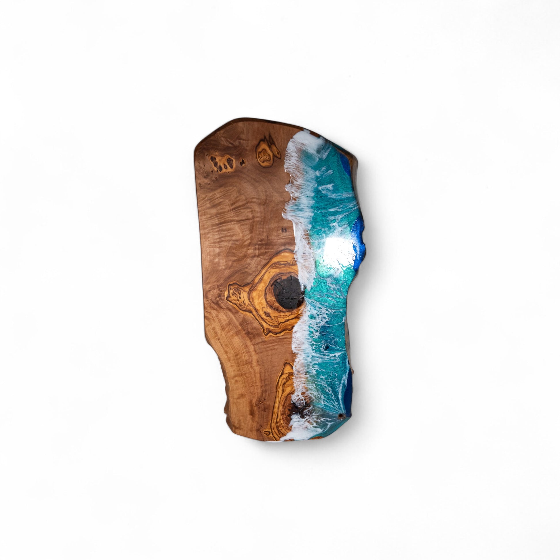 Handcrafted Ocean Wave Olive Wood Charcuterie Board - Serving Platter