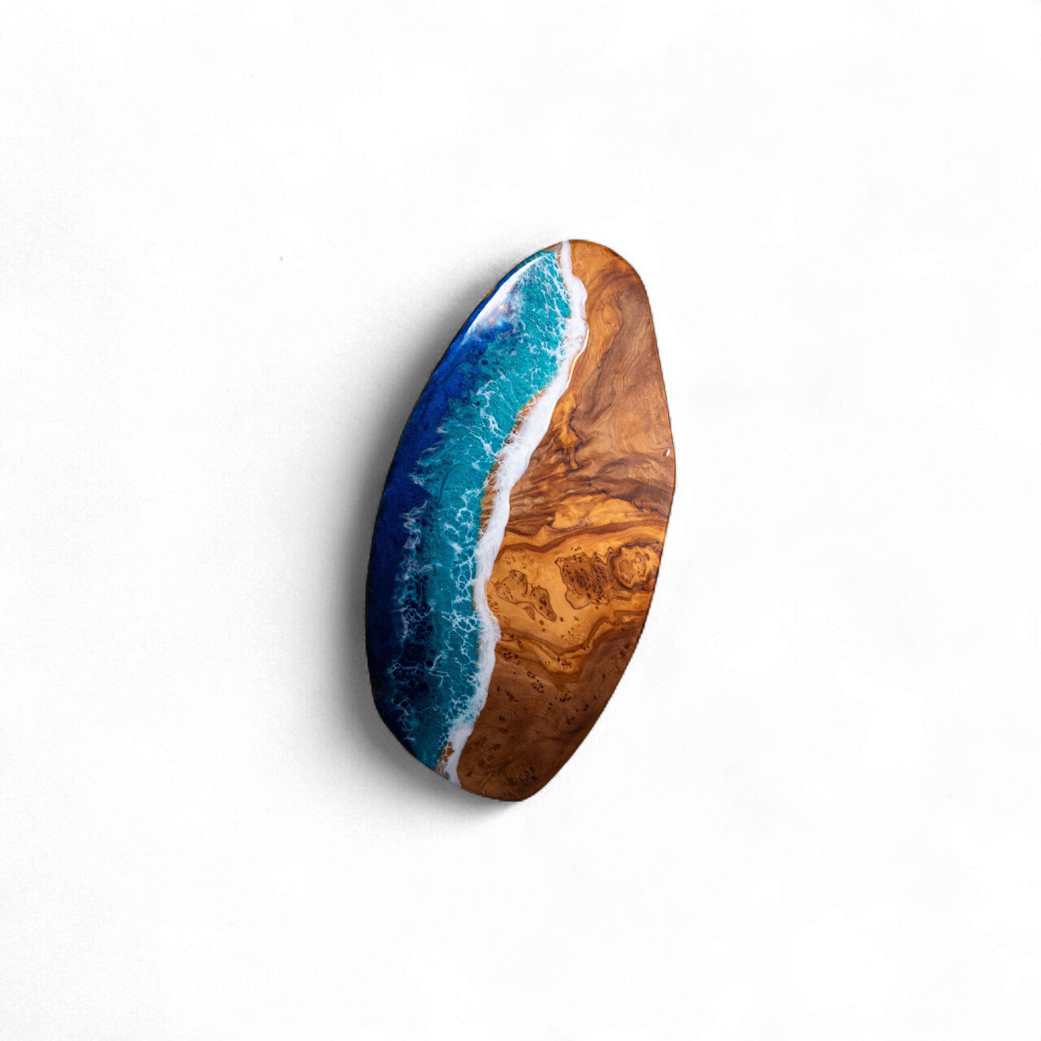 Handcrafted Ocean Wave Olive Wood Charcuterie Board - Serving Platter