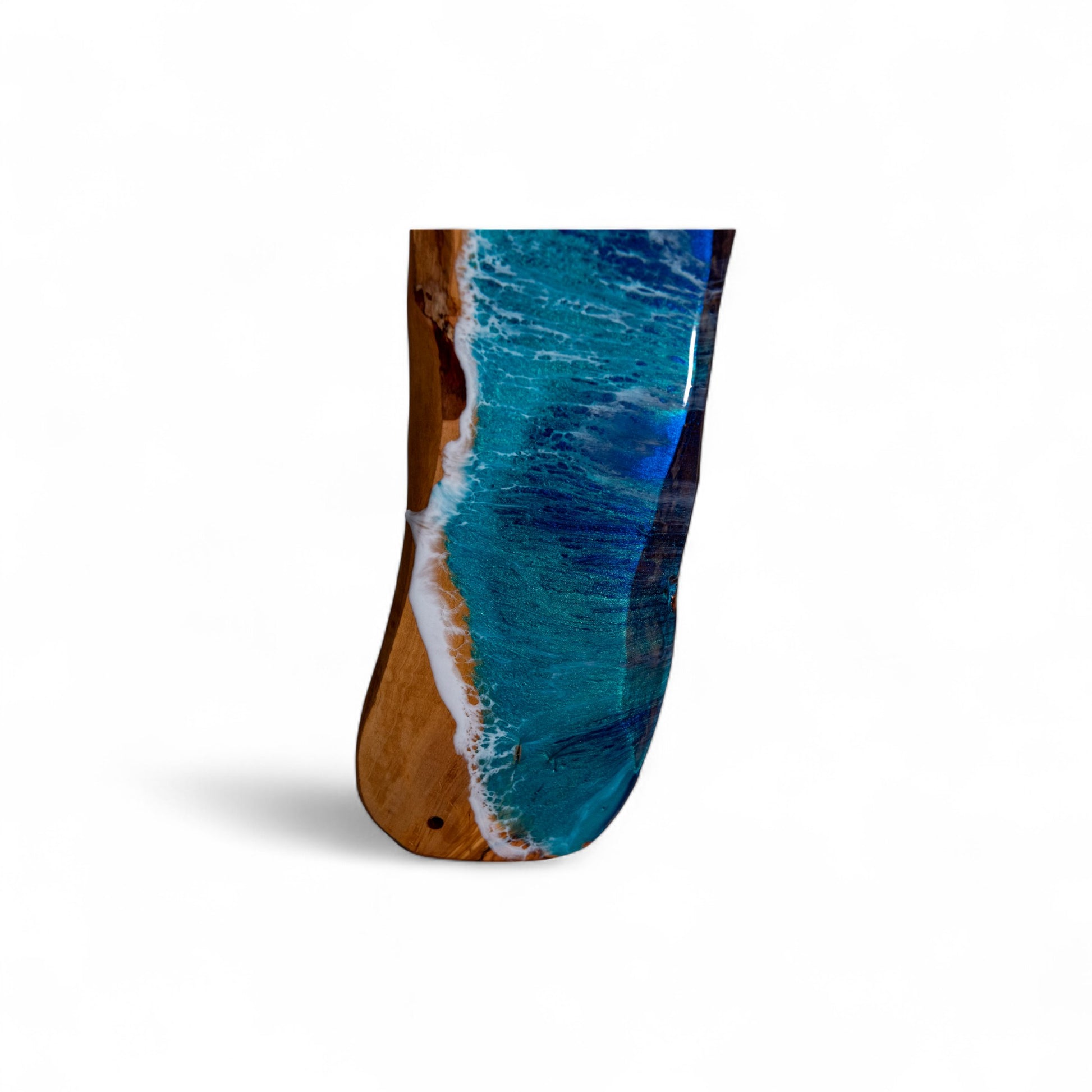 Handcrafted Ocean Wave Olive Wood Charcuterie Board - Serving Platter