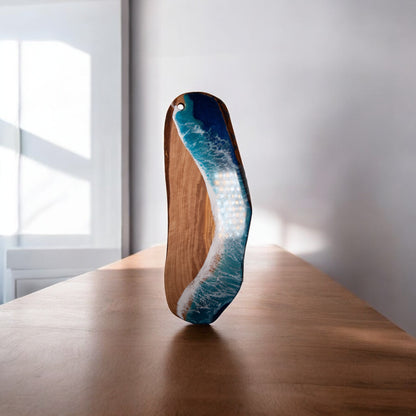 Handcrafted Ocean Wave Olive Wood Charcuterie Board - Serving Platter