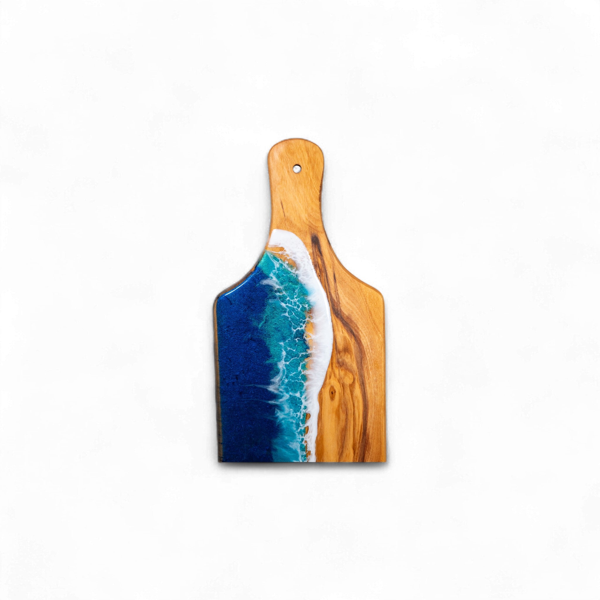 Handcrafted Ocean Wave Olive Wood Charcuterie Board - Serving Platter