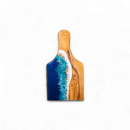Handcrafted Ocean Wave Olive Wood Charcuterie Board - Serving Platter