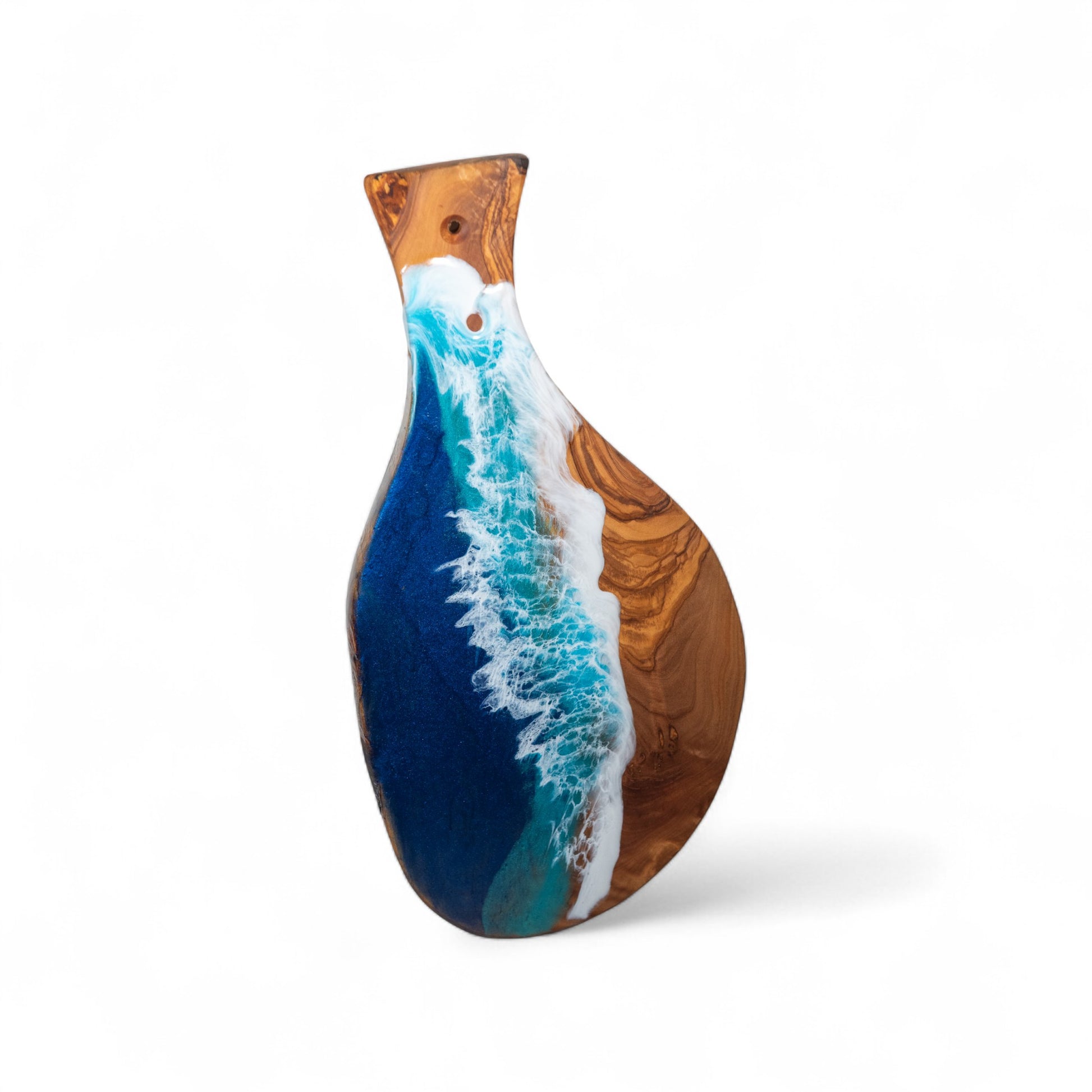 Handcrafted Ocean Wave Olive Wood Charcuterie Board - Serving Platter