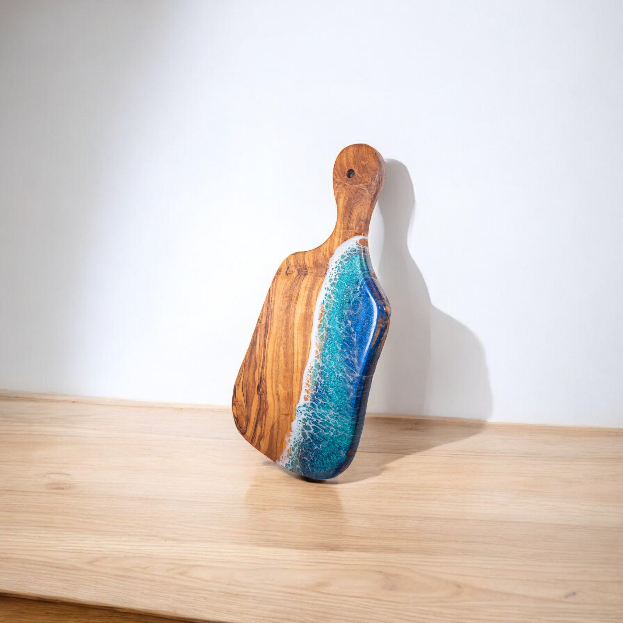 Handcrafted Ocean Wave Olive Wood Charcuterie Board - Serving