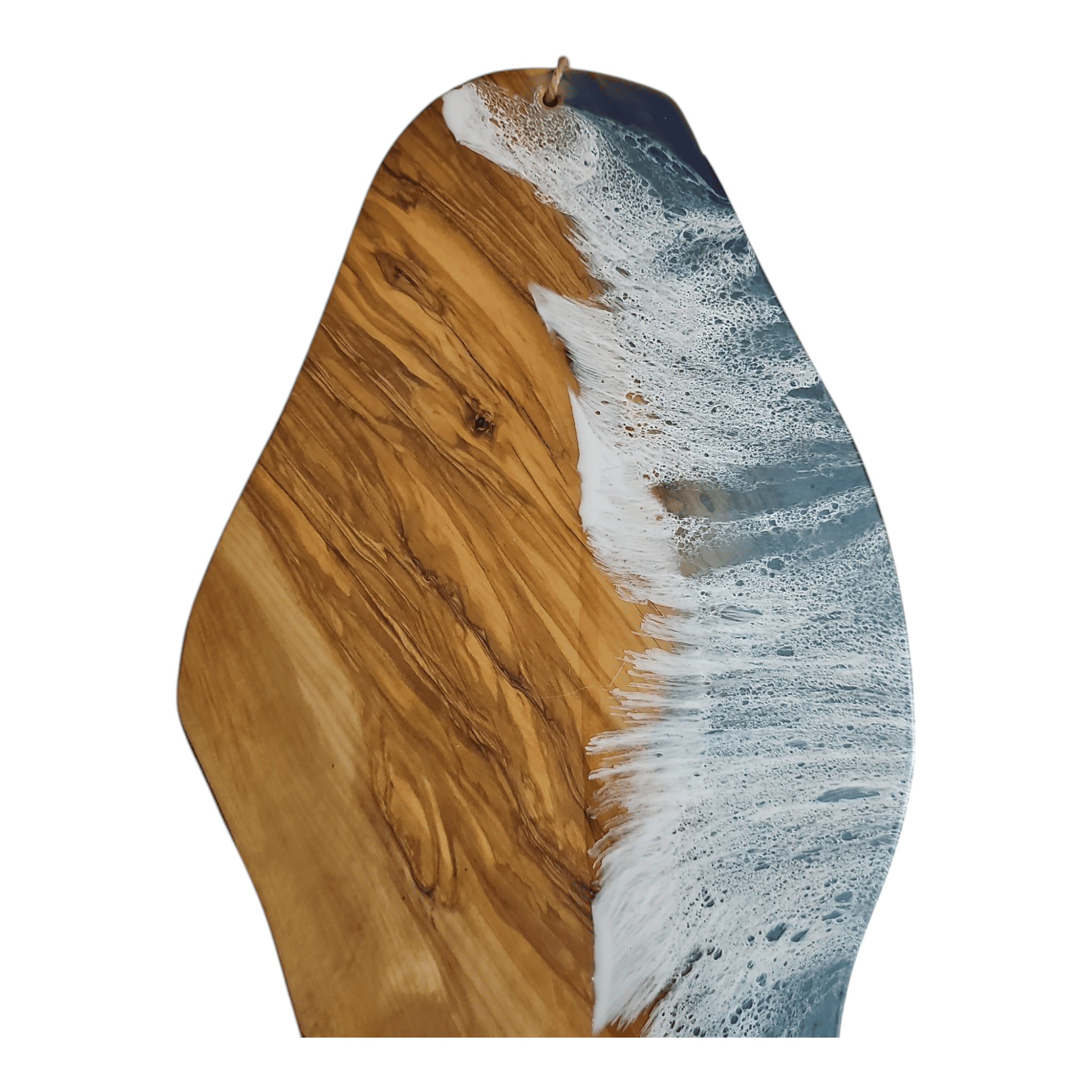 Handcrafted Ocean Wave Olive Wood Charcuterie Board - Serving Platter
