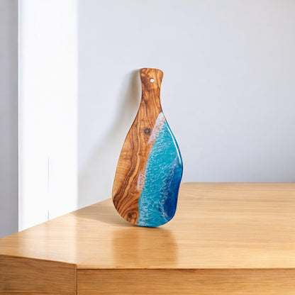Handcrafted Ocean Wave Olive Wood Charcuterie Board - Serving Platter