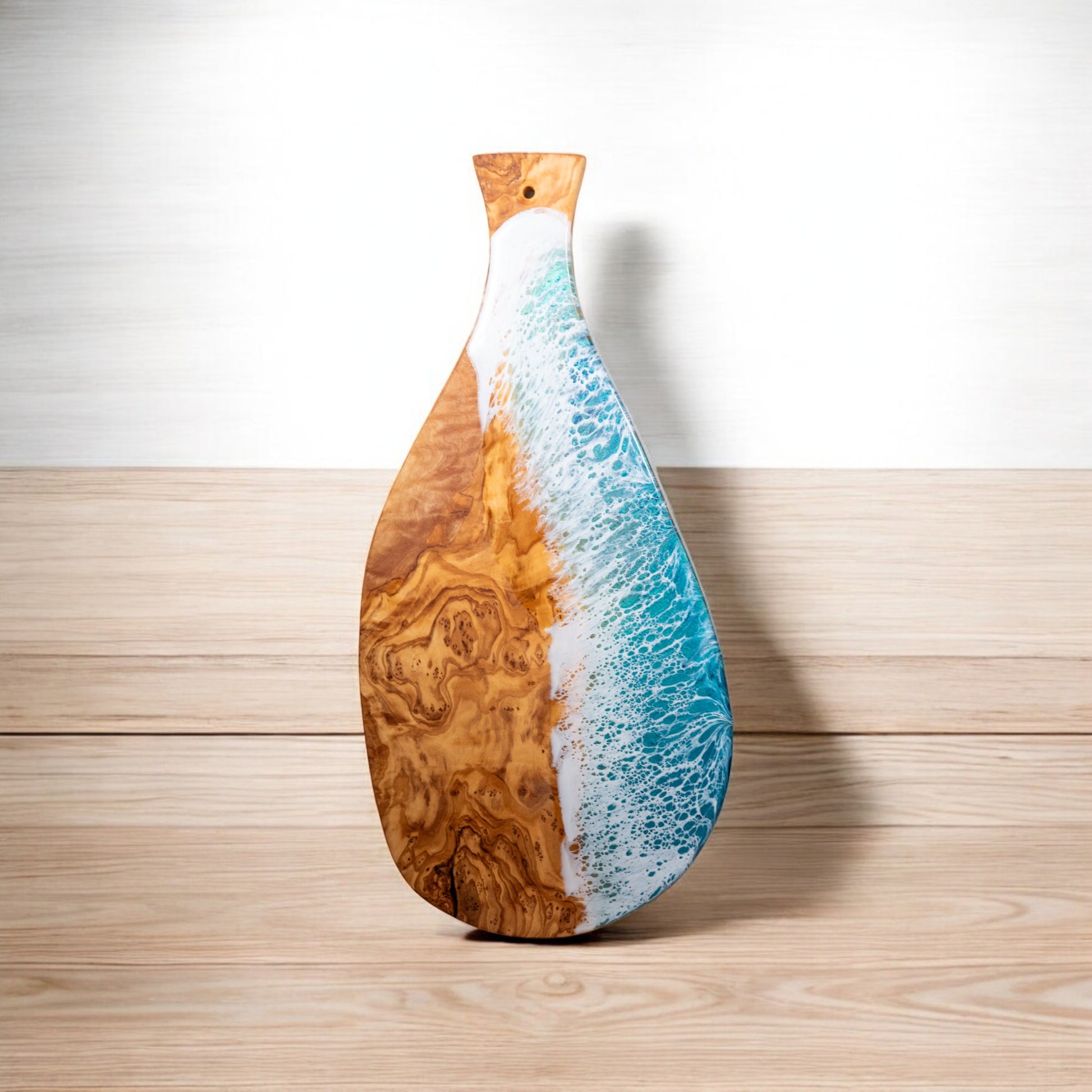 Handcrafted Ocean Wave Olive Wood Charcuterie Board - Serving Platter