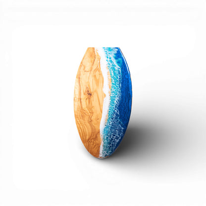 Handcrafted Ocean Wave Olive Wood Charcuterie Board - Serving Platter