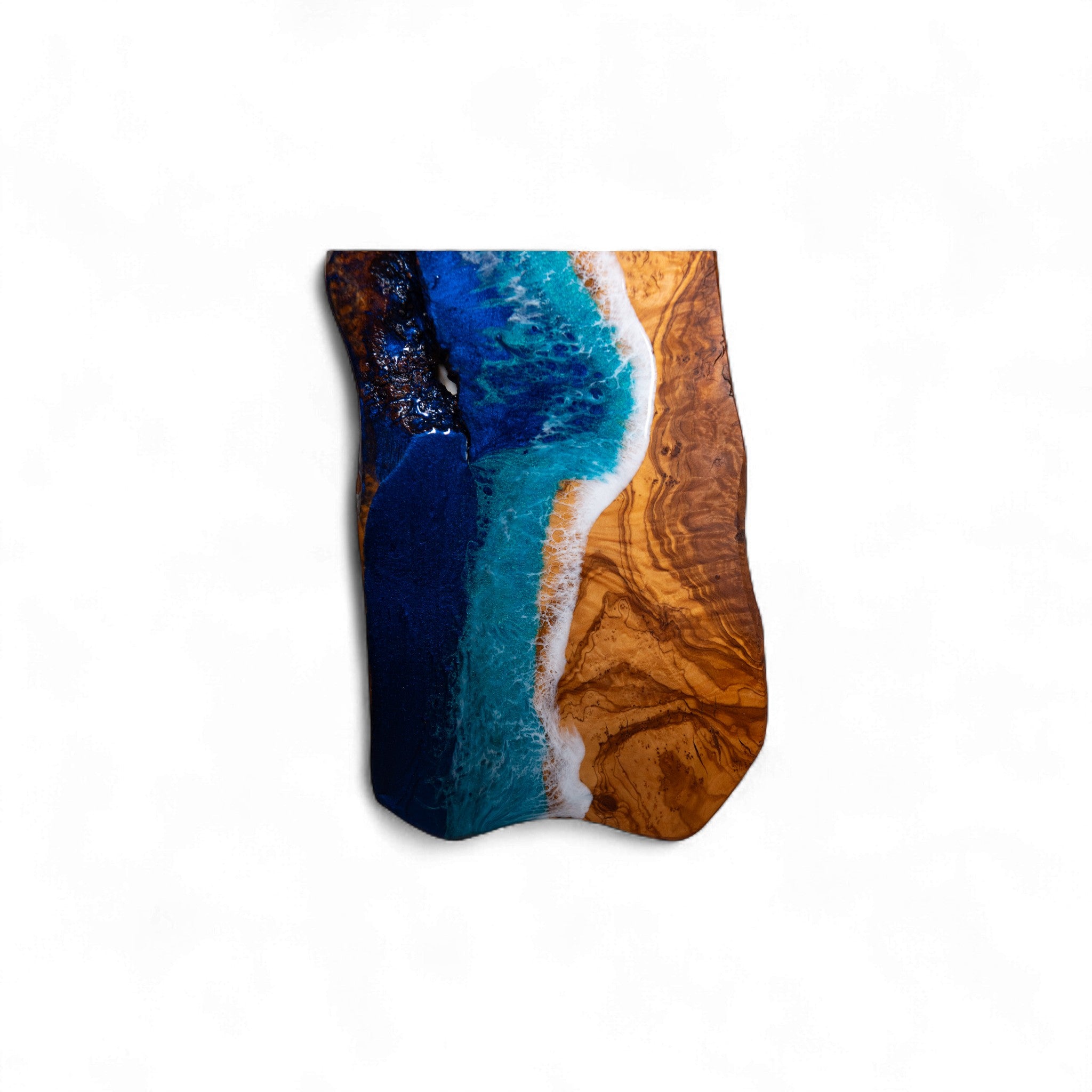 Handcrafted Ocean Wave Olive Wood Charcuterie Board - Serving Platter
