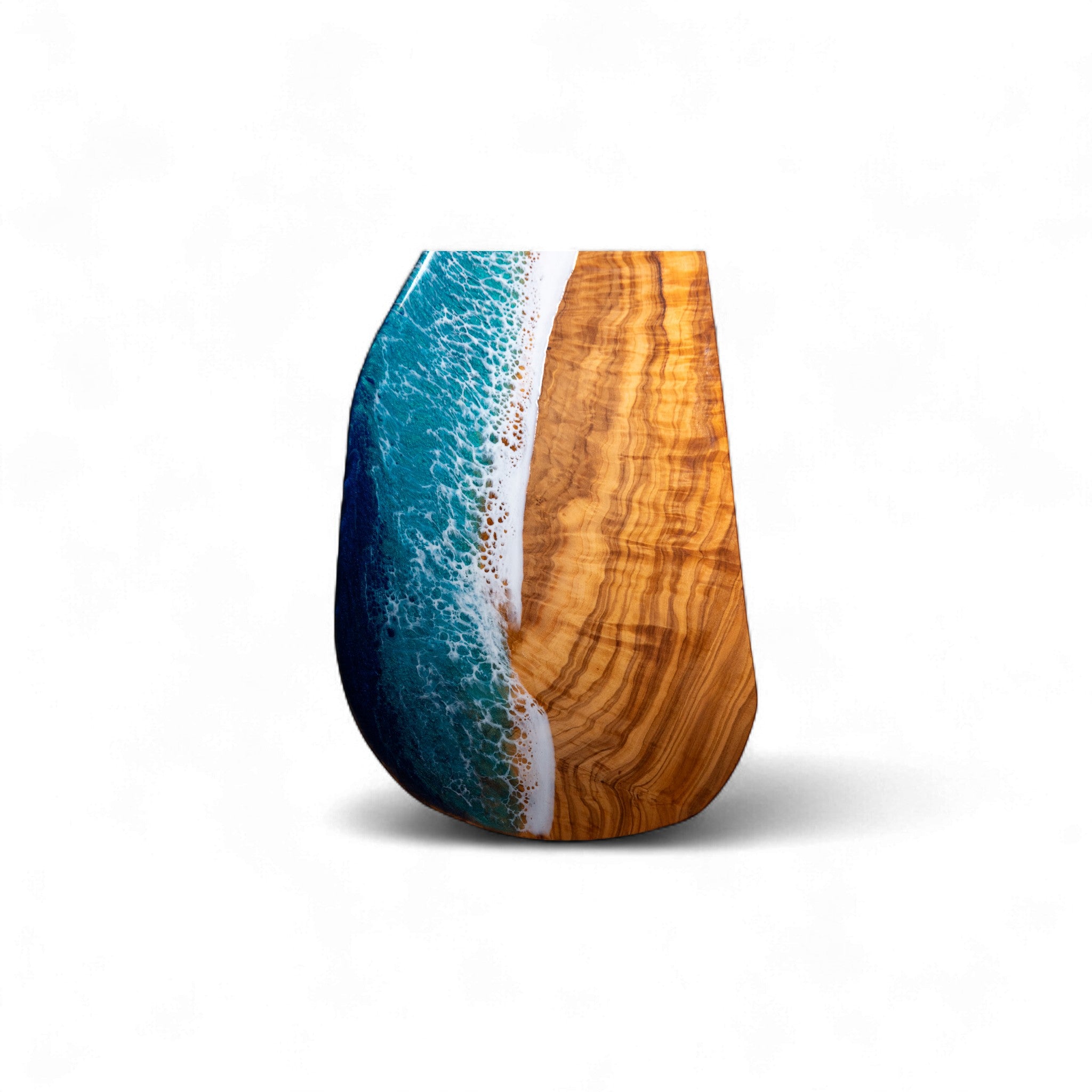 Handcrafted Ocean Wave Olive Wood Charcuterie Board - Serving Platter