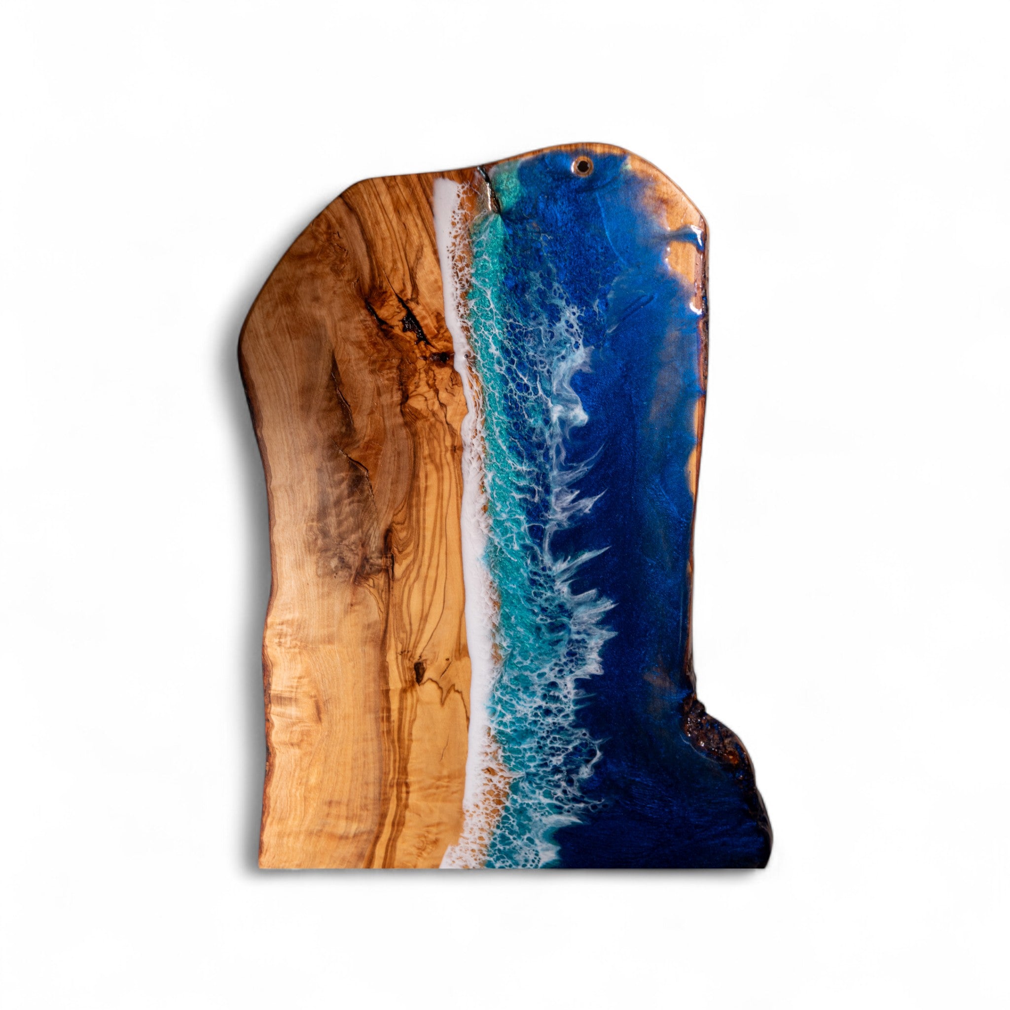 Handcrafted Ocean Wave Olive Wood Charcuterie Board - Serving Platter