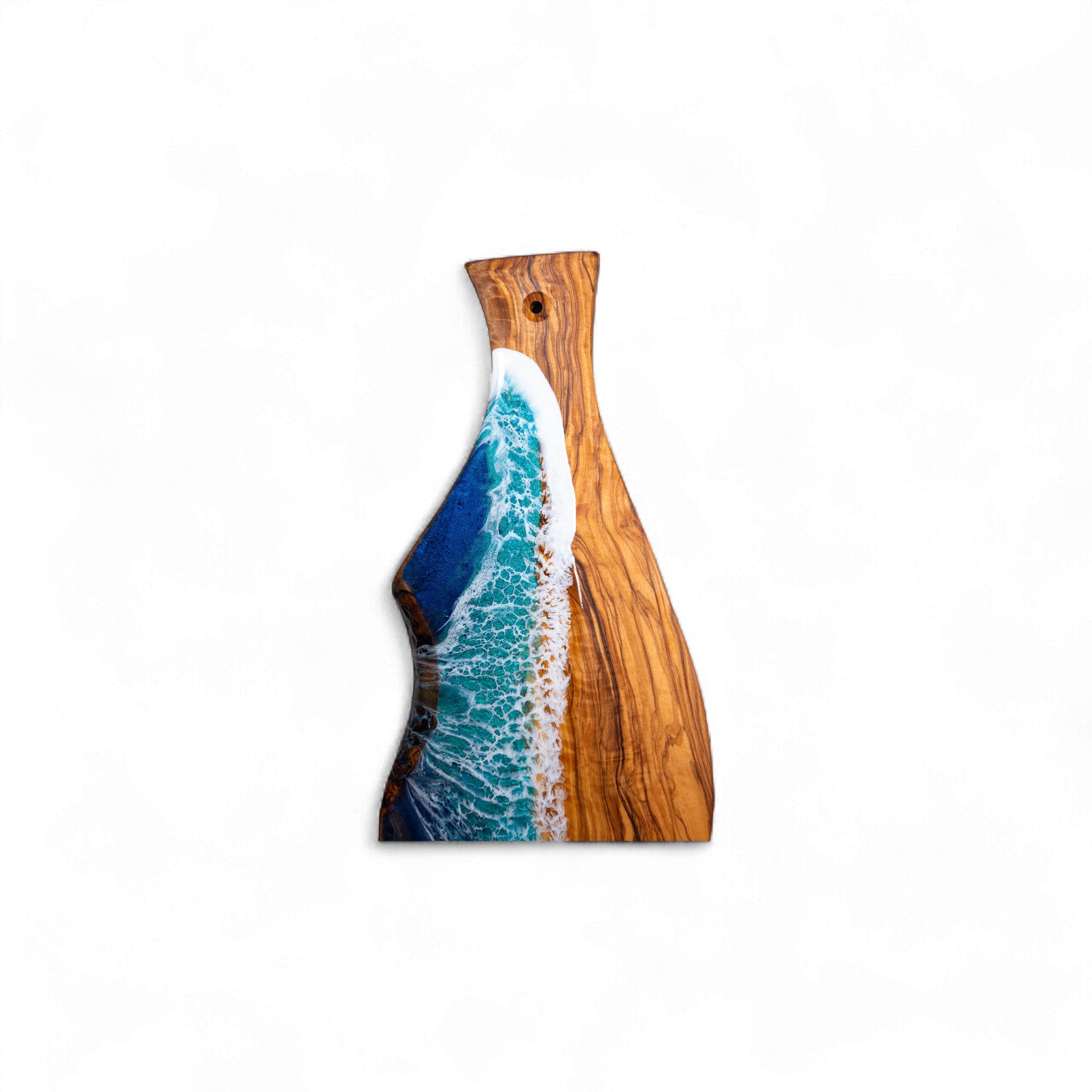Handcrafted Ocean Wave Olive Wood Charcuterie Board - Serving Platter