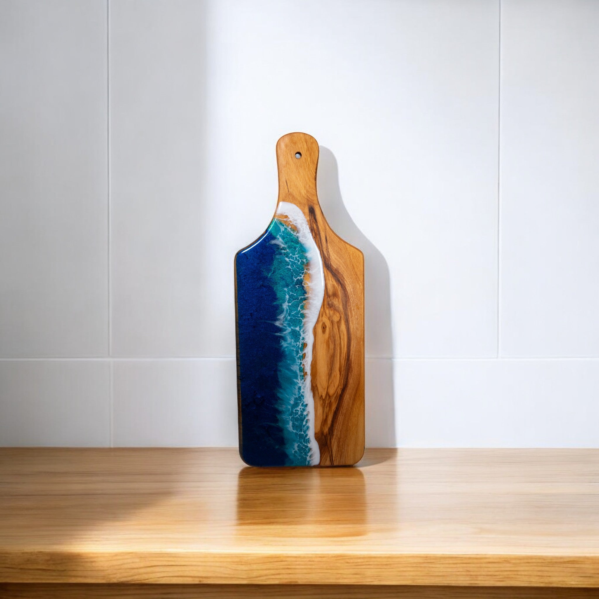 Handcrafted Ocean Wave Olive Wood Charcuterie Board - Serving Platter