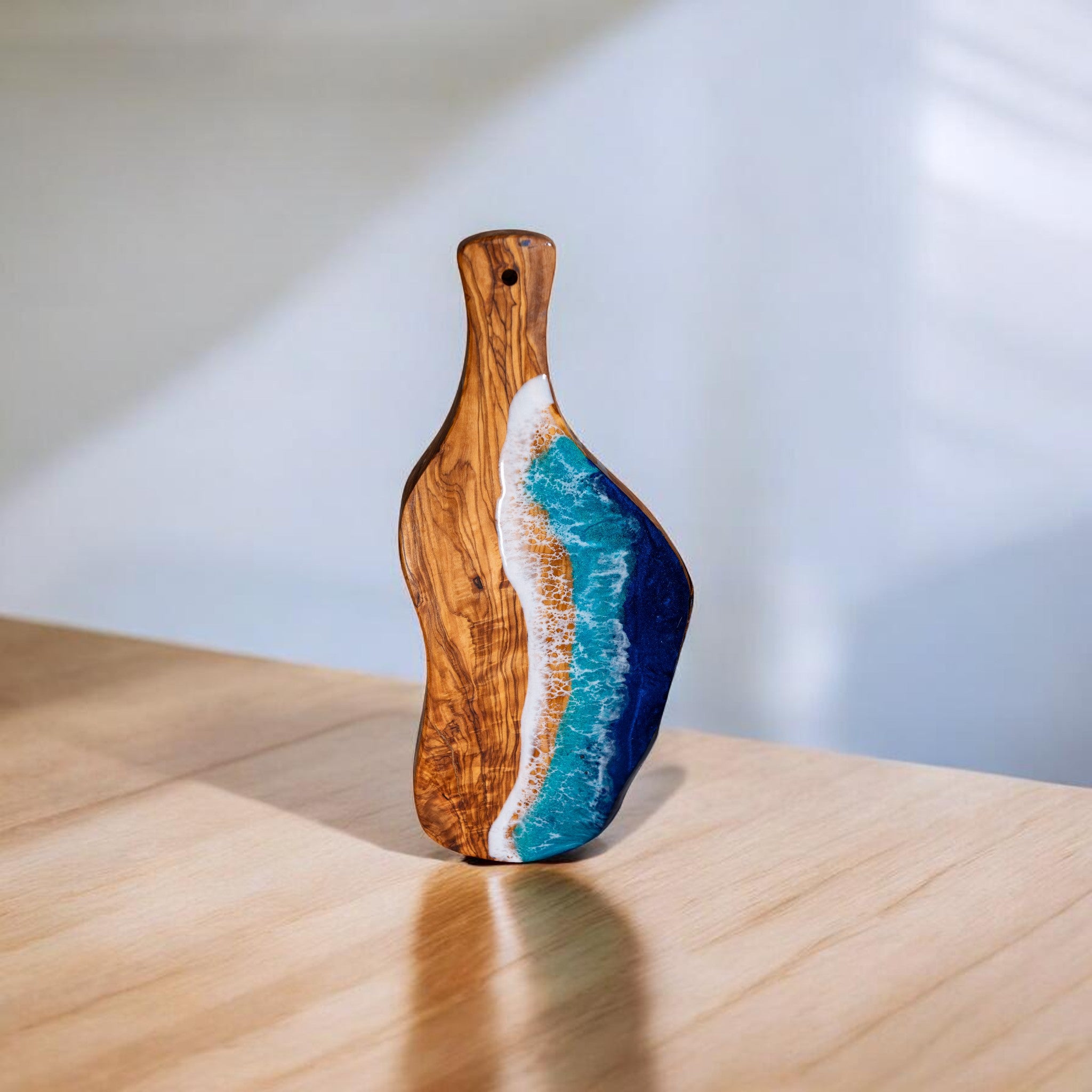 Handcrafted Ocean Wave Olive Wood Charcuterie Board- Serving Platter