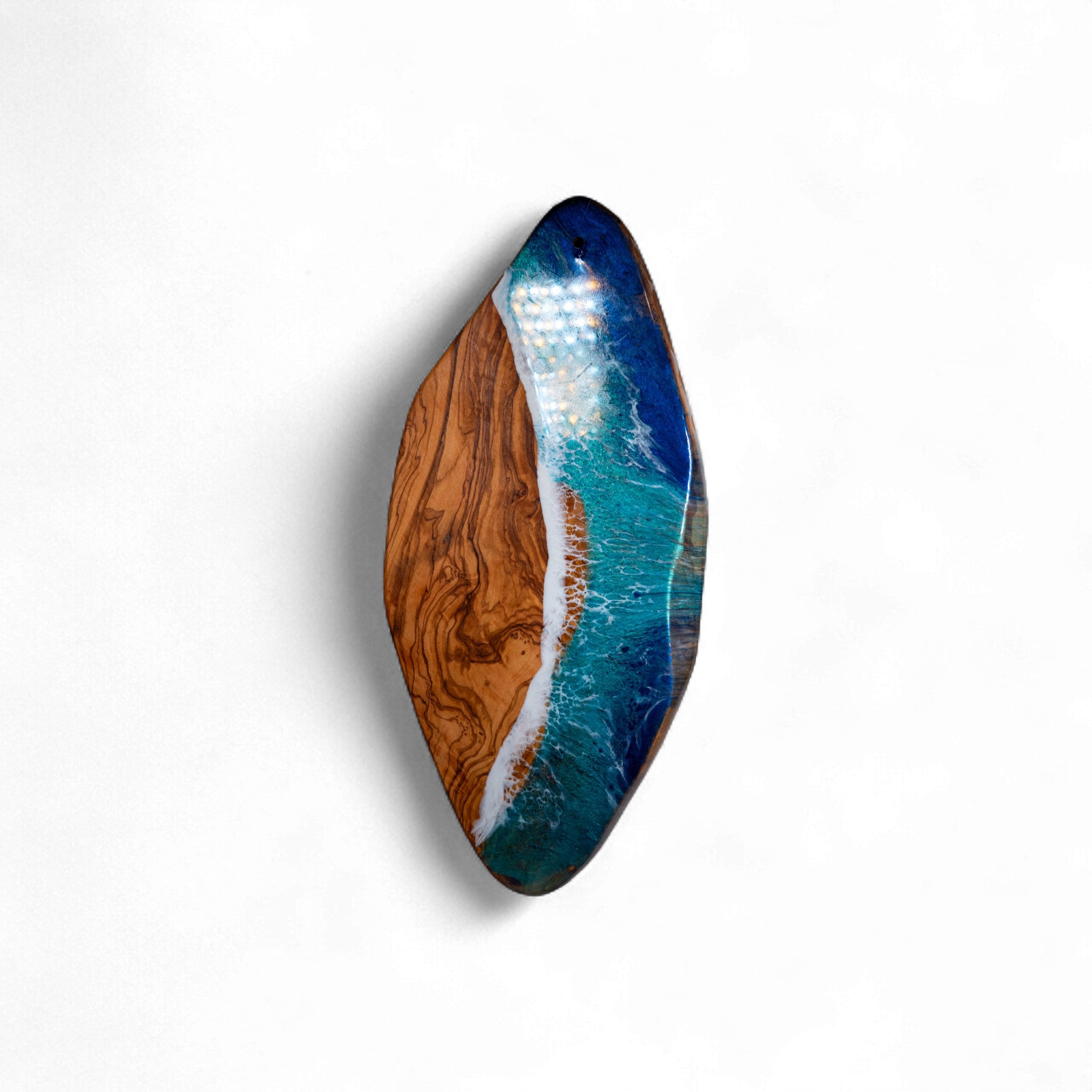 Handcrafted Ocean Wave Olive Wood Charcuterie Board - Serving Platter