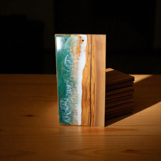 Handcrafted Ocean Wave Olive Wood Charcuterie Board - Serving Platter