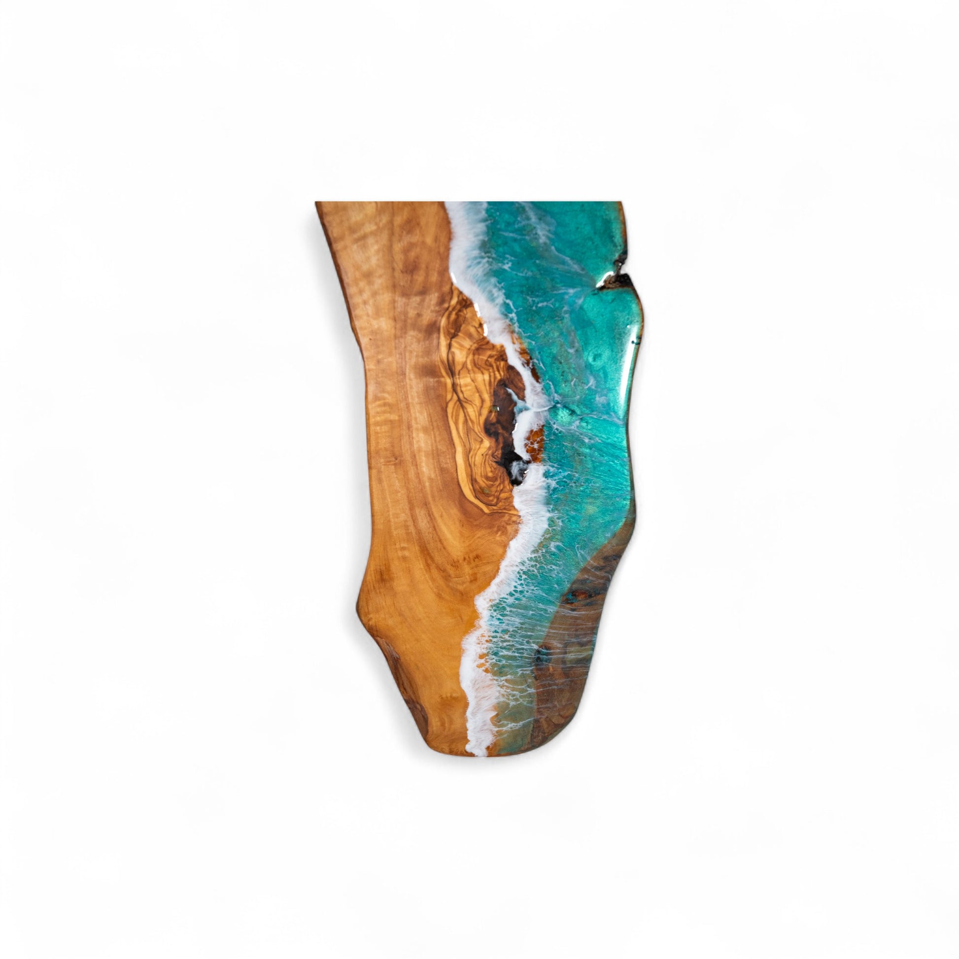 Handcrafted Ocean Wave Olive Wood Charcuterie Board - Serving Platter