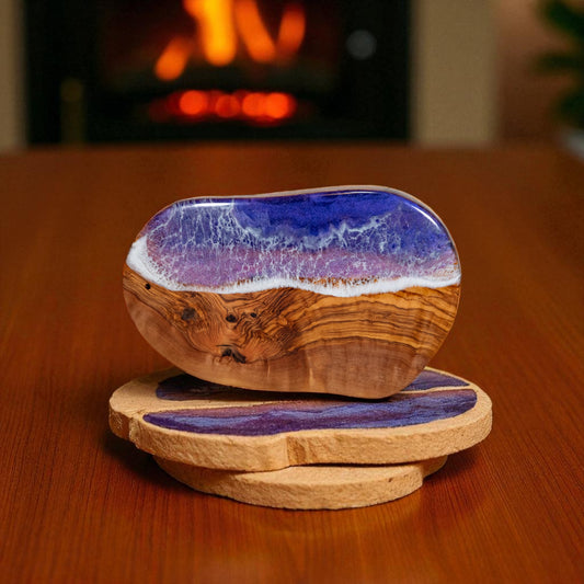 Handcrafted Ocean Wave Olive Wood Charcuterie Board - Serving Platter