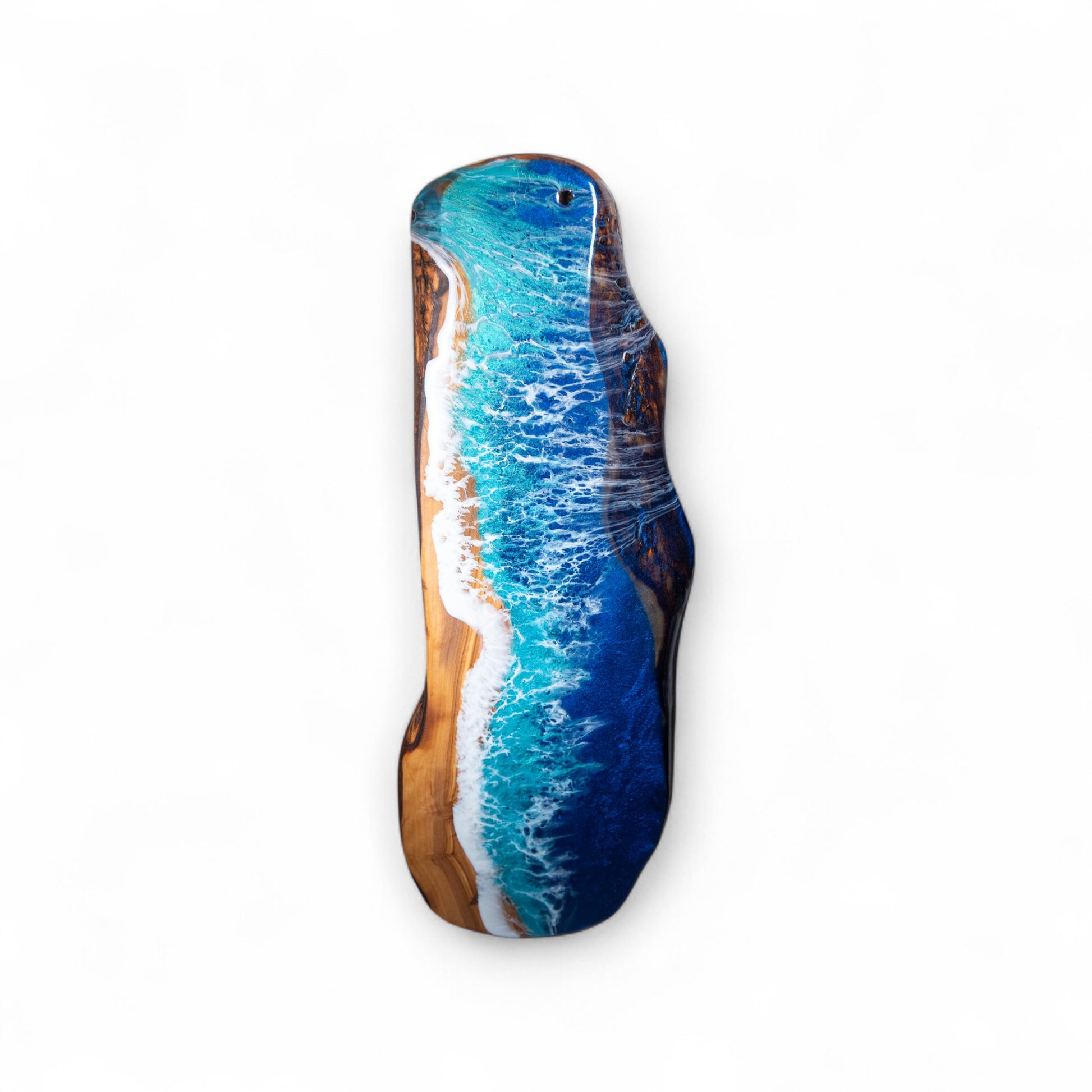 Handcrafted Ocean Wave Olive Wood Charcuterie Board - Serving Platter