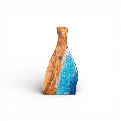 Handcrafted Ocean Wave Olive Wood Charcuterie Board - Serving Platter