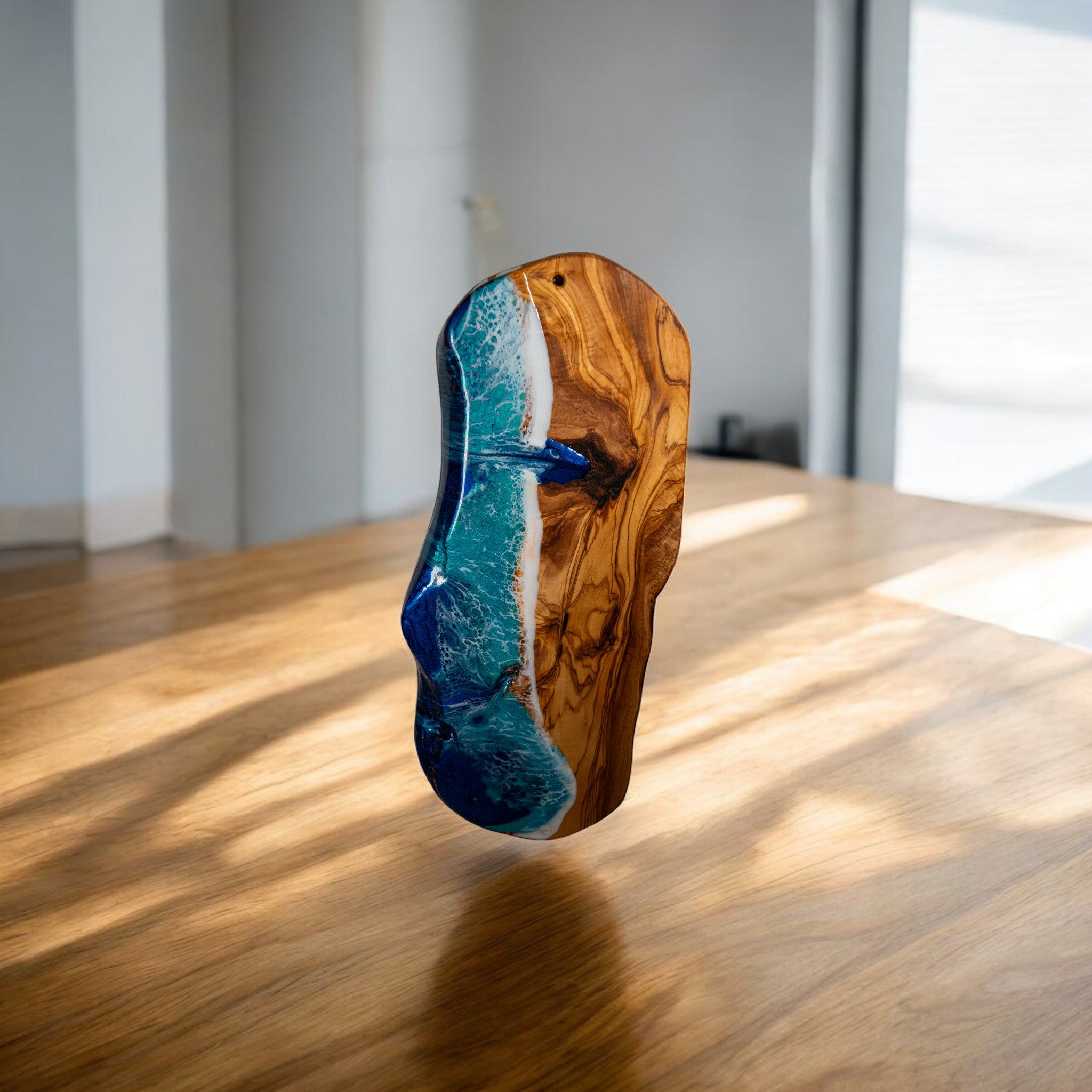 Handcrafted Ocean Wave Olive Wood Charcuterie Board - Serving Platter