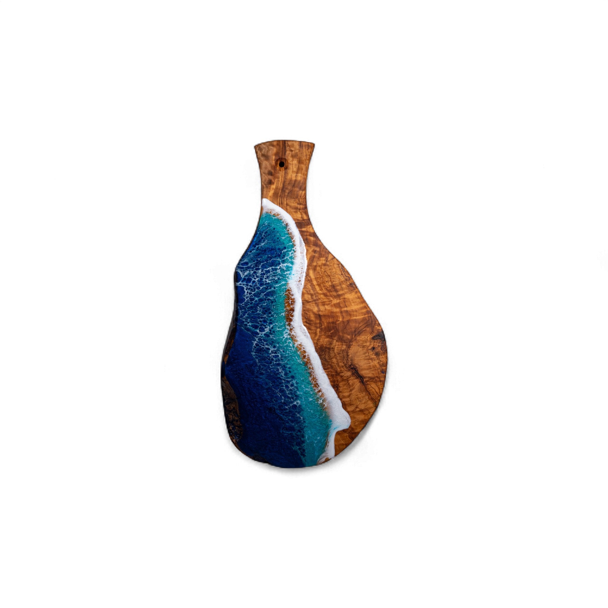 Handcrafted Ocean Wave Olive Wood Charcuterie Board - Serving Platter