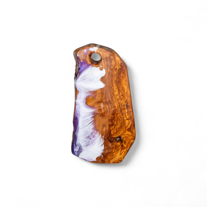 Handcrafted Purple Ocean Wave Olive Wood Charcuterie Board - Serving Platter
