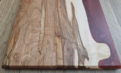 Full view of copper epoxy walnut maple charcuterie serving board