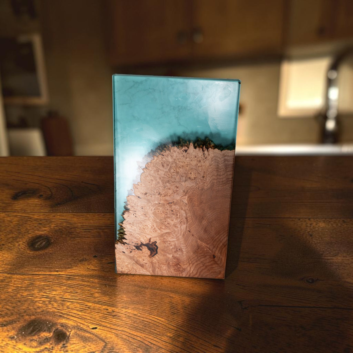 Maple Burl With Seal Blue Epoxy Charcuterie Boards/Serving Board