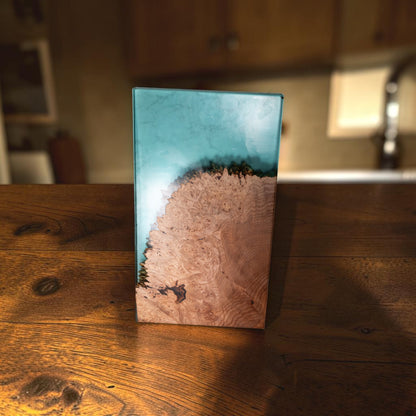 Maple Burl With Seal Blue Epoxy Charcuterie Boards/Serving Board