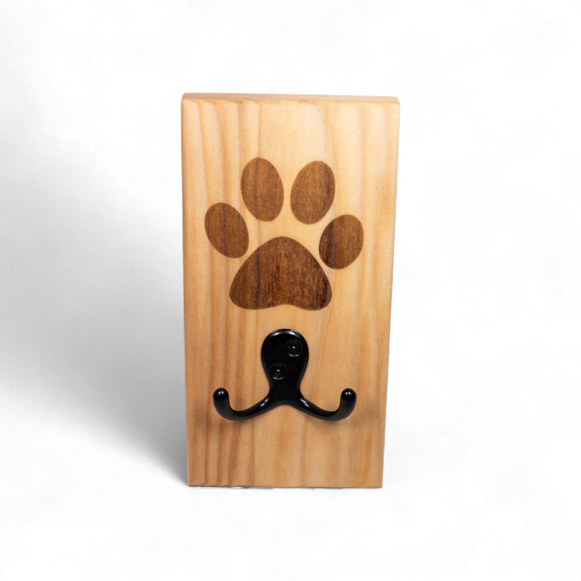 Maple Wall Mount Dog Paw Leash Holder
