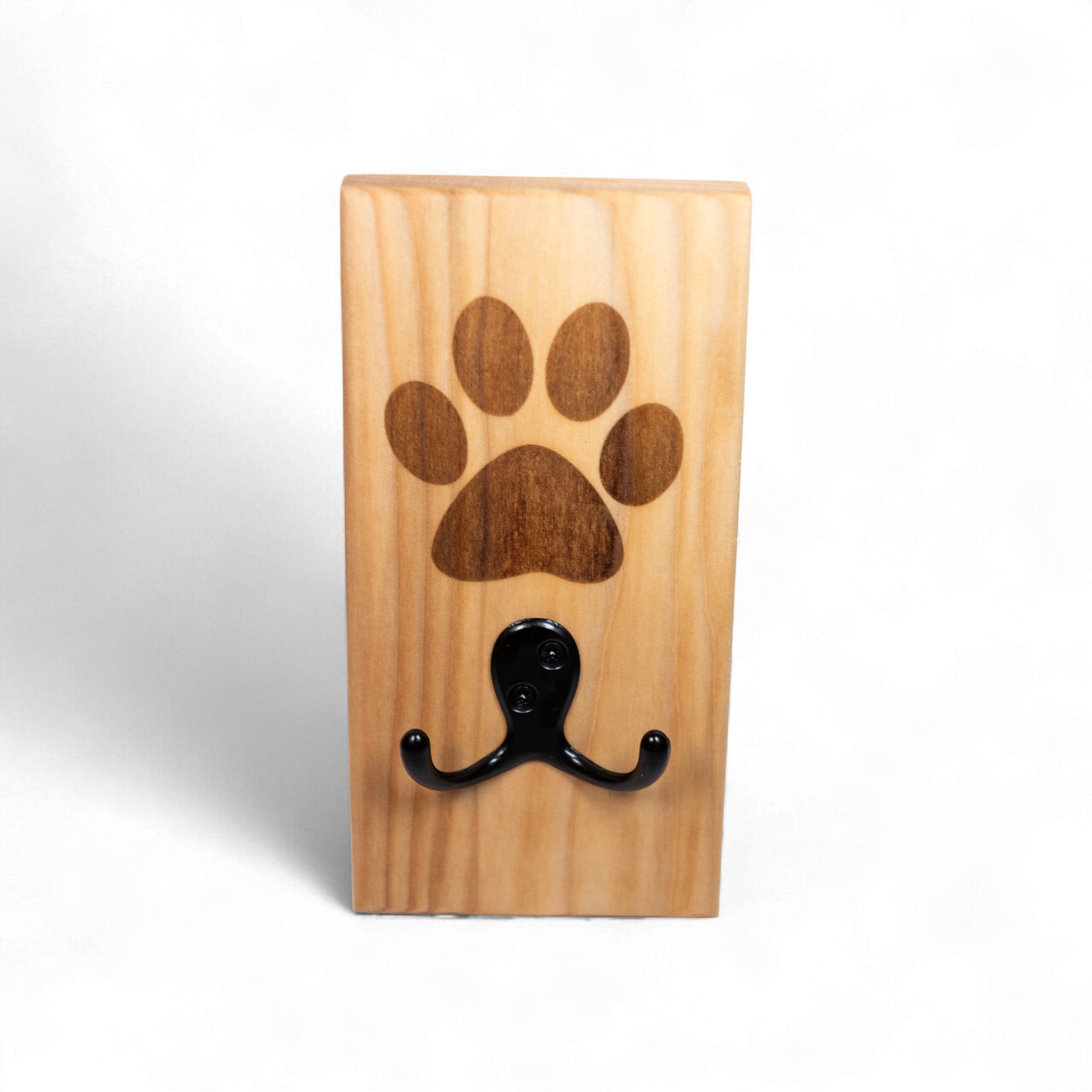 Maple Wall Mount Dog Paw Leash Holder