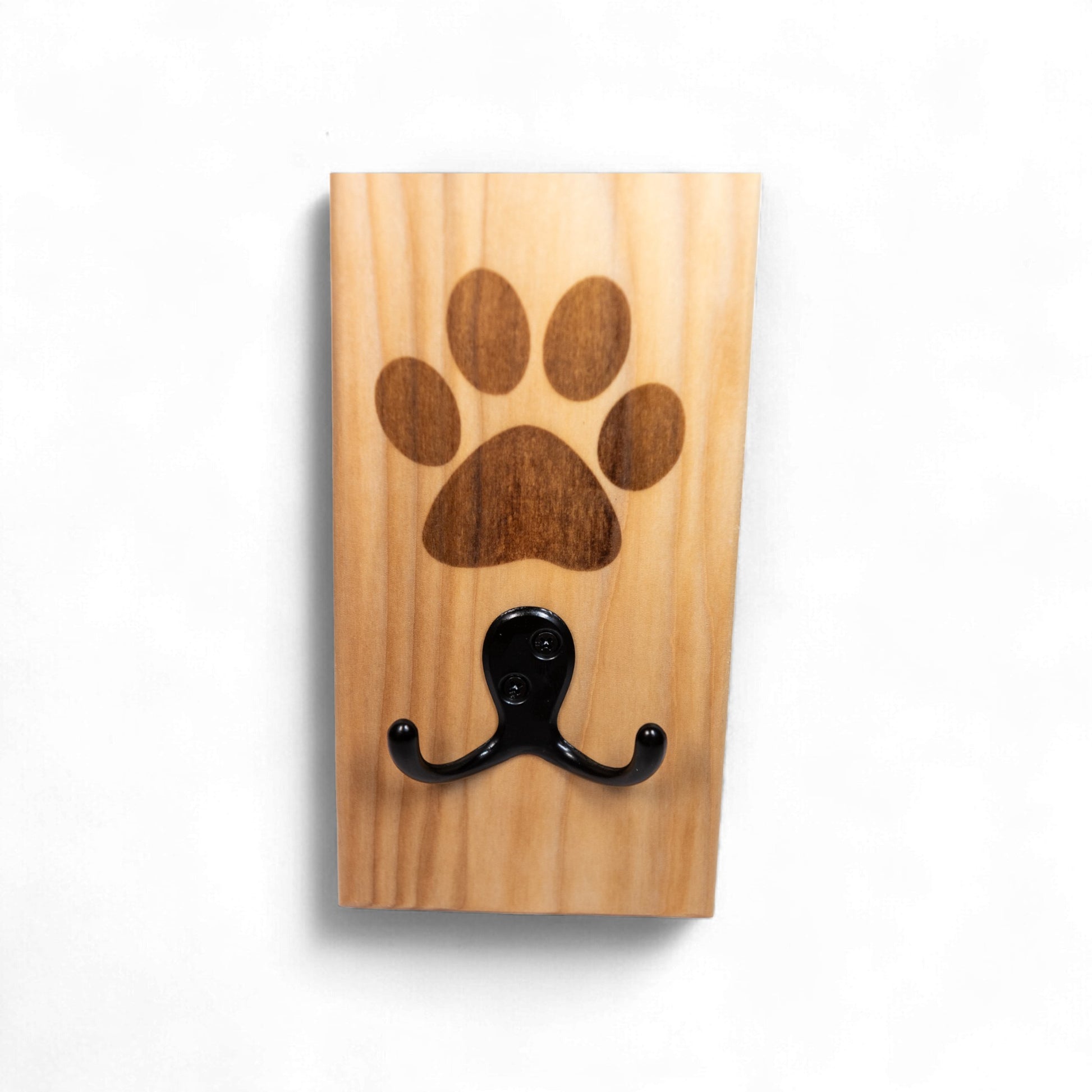 Maple Wall Mount Dog Paw Leash Holder